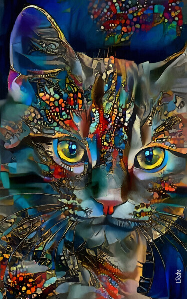 Digitale Kunst mit dem Titel "Mayor, cat" von L.Roche, Original-Kunstwerk, 2D digitale Arbeit