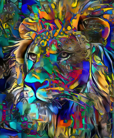 Digitale Kunst mit dem Titel "King Safari" von L.Roche, Original-Kunstwerk, 2D digitale Arbeit