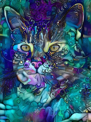 Digitale Kunst mit dem Titel "Dorit, cat" von L.Roche, Original-Kunstwerk, 2D digitale Arbeit