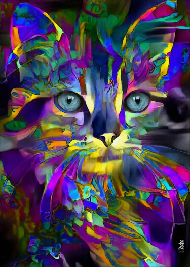 Artes digitais intitulada "Nine, cat" por L.Roche, Obras de arte originais, Trabalho Digital 2D