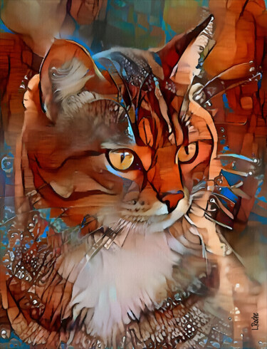 Arts numériques intitulée "Mangy, cat" par L.Roche, Œuvre d'art originale, Travail numérique 2D