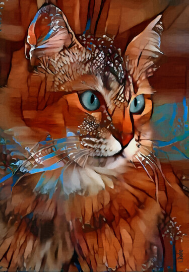 Digital Arts titled "Barnee, cat" by L.Roche, Original Artwork, 2D Digital Work