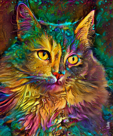 Digital Arts titled "Dina Palette, cat" by L.Roche, Original Artwork, 2D Digital Work