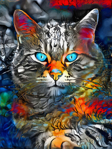 Digitale Kunst mit dem Titel "Ermon, cat" von L.Roche, Original-Kunstwerk, 2D digitale Arbeit