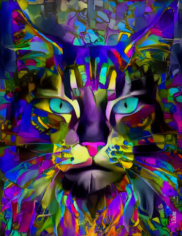 Arte digital titulada "Almir Flash, cat" por L.Roche, Obra de arte original, Trabajo Digital 2D