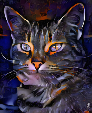 Arts numériques intitulée "Calum Jr., cat" par L.Roche, Œuvre d'art originale, Travail numérique 2D