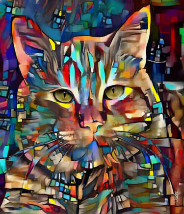 Arts numériques intitulée "Barako, cat" par L.Roche, Œuvre d'art originale, Travail numérique 2D
