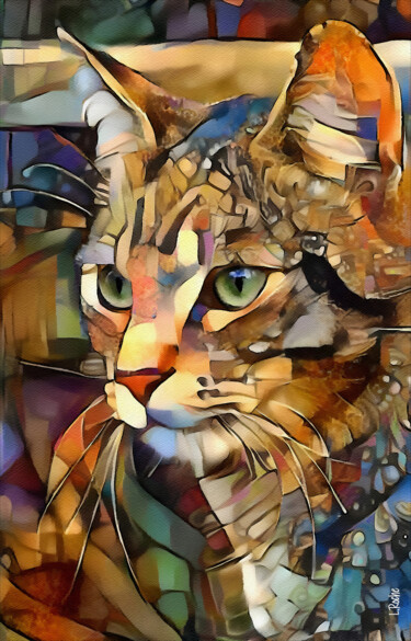 Digitale Kunst mit dem Titel "Deynim, cat" von L.Roche, Original-Kunstwerk, 2D digitale Arbeit