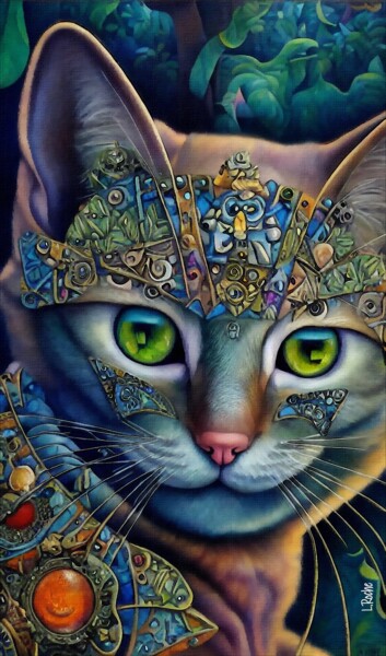Цифровое искусство под названием "Talisman, cat" - L.Roche, Подлинное произведение искусства, 2D Цифровая Работа