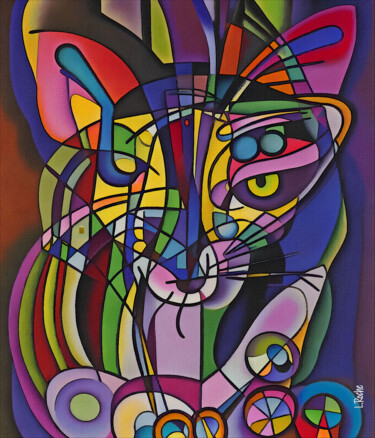 Digital Arts titled "Leon, cat" by L.Roche, Original Artwork, Acrylic