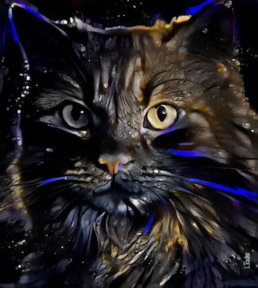 Digitale Kunst getiteld "Marlyn, cat" door L.Roche, Origineel Kunstwerk, Acryl