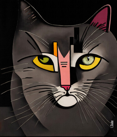 Digital Arts titled "Bandido cat" by L.Roche, Original Artwork, Acrylic