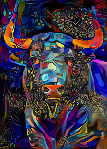 Digital Arts titled "Taureau Circus 2" by L.Roche, Original Artwork, Acrylic