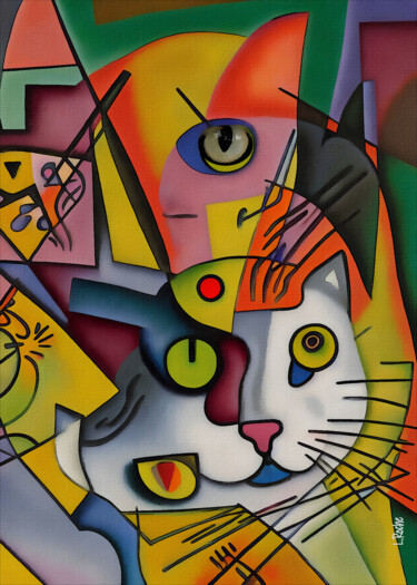 Цифровое искусство под названием "Sellim cat" - L.Roche, Подлинное произведение искусства, Акрил