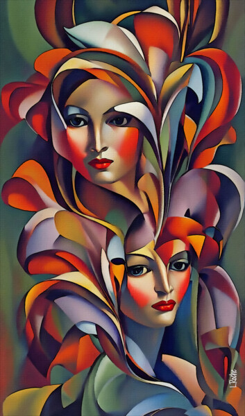 数字艺术 标题为“Flor Sisters” 由L.Roche, 原创艺术品, 丙烯