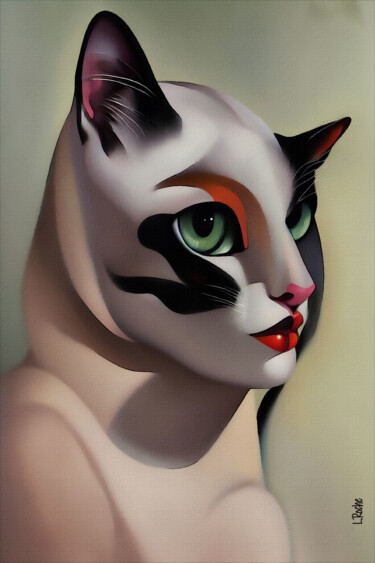 Digital Arts titled "Fabiola cat" by L.Roche, Original Artwork, Acrylic