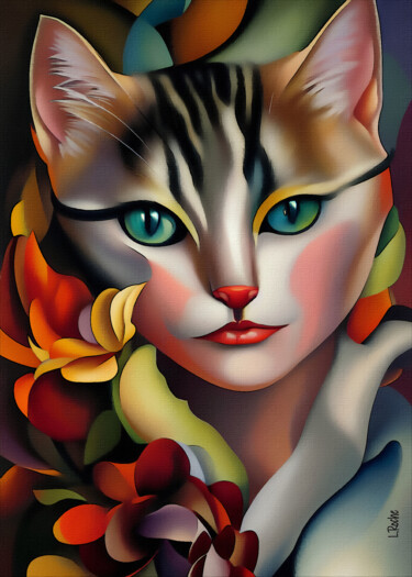 Digital Arts titled "Lydia cat" by L.Roche, Original Artwork, Acrylic