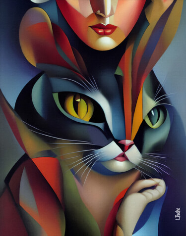 Digital Arts titled "Lynus cat" by L.Roche, Original Artwork, Acrylic