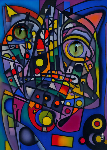 Digitale Kunst mit dem Titel "Bilbao 2" von L.Roche, Original-Kunstwerk, Acryl