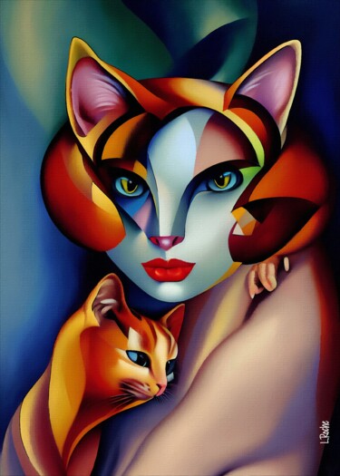 Digital Arts titled "Mama gato" by L.Roche, Original Artwork, Acrylic