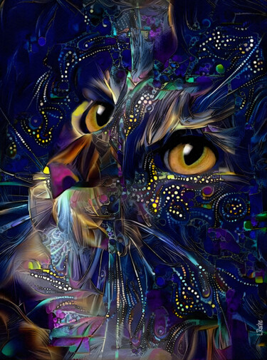 Digital Arts titled "Cat soul" by L.Roche, Original Artwork, Ink
