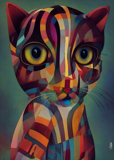Artes digitais intitulada "Monguee cat" por L.Roche, Obras de arte originais, Acrílico