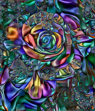 Digitale Kunst mit dem Titel "Rosa de Seda" von L.Roche, Original-Kunstwerk, Acryl