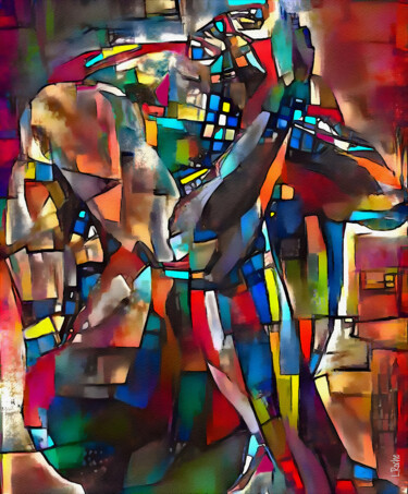 Digital Arts titled "Le penseur cubiste" by L.Roche, Original Artwork, Acrylic