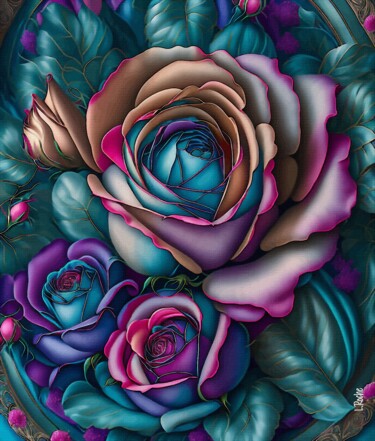 Arte digital titulada "Rosa celestial" por L.Roche, Obra de arte original, Tinta