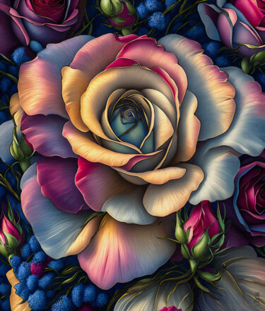 Arts numériques intitulée "Rosa de Junio" par L.Roche, Œuvre d'art originale, Acrylique