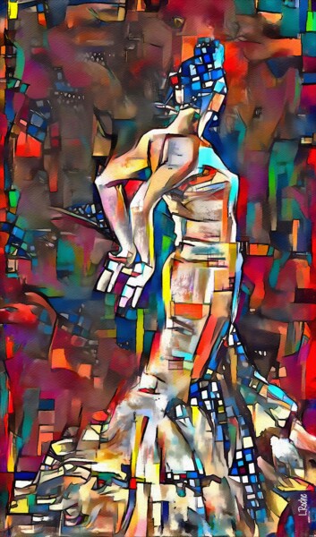 Digitale Kunst mit dem Titel "Flamenco street" von L.Roche, Original-Kunstwerk, Tinte