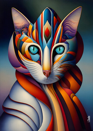 Digitale Kunst mit dem Titel "New cat generation 1" von L.Roche, Original-Kunstwerk, Acryl