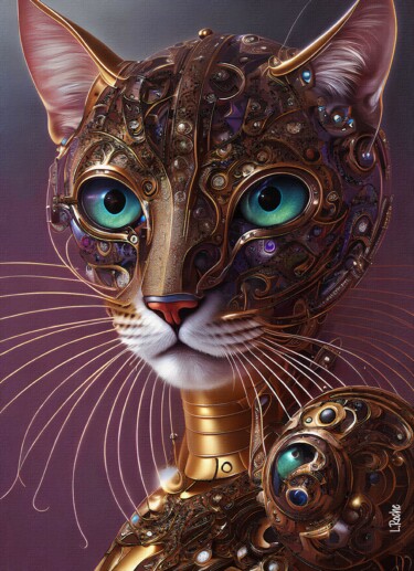 Arte digitale intitolato "Tribus cats 10" da L.Roche, Opera d'arte originale, Inchiostro