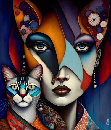 Arts numériques intitulée "Cat carnaval" par L.Roche, Œuvre d'art originale, Encre