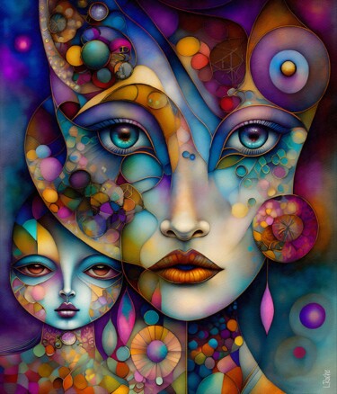 Painting titled "New influencers" by L.Roche, Original Artwork, Watercolor