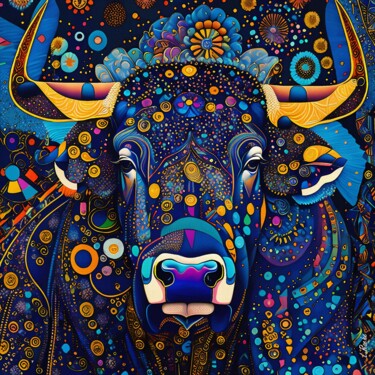 Digitale Kunst mit dem Titel "Toro de Fiesta 3" von L.Roche, Original-Kunstwerk, 2D digitale Arbeit