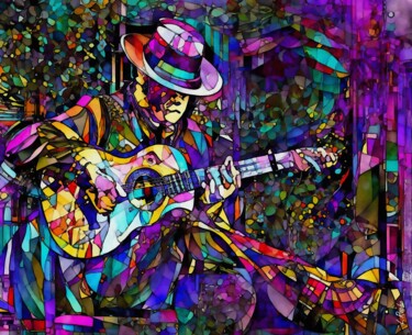 Artes digitais intitulada "El guitarrista de B…" por L.Roche, Obras de arte originais, Trabalho Digital 2D