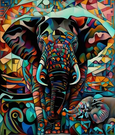 Digitale Kunst mit dem Titel "Tembo Rainbow 2" von L.Roche, Original-Kunstwerk, 2D digitale Arbeit
