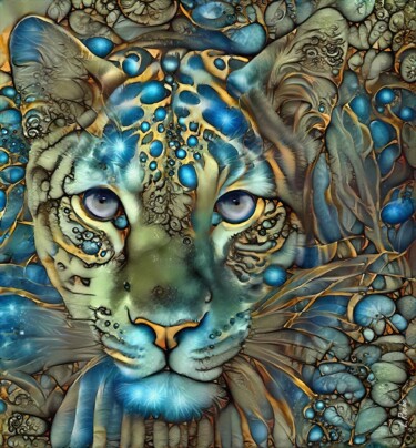 Malerei mit dem Titel "Leopardo jungle" von L.Roche, Original-Kunstwerk, Acryl