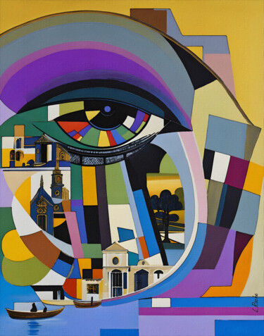 Pintura titulada "Un oeil sur la city" por L.Roche, Obra de arte original, Acrílico
