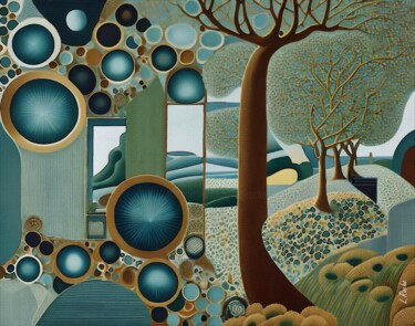 Peinture intitulée "Forest Pompon" par L.Roche, Œuvre d'art originale, Acrylique