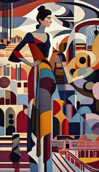Malerei mit dem Titel "La Doña" von L.Roche, Original-Kunstwerk, Acryl
