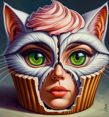 Schilderij getiteld "Catcake" door L.Roche, Origineel Kunstwerk, Acryl