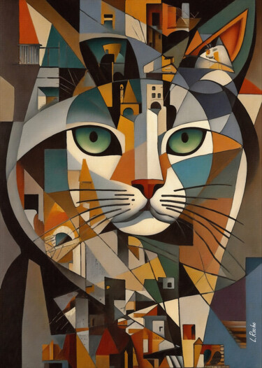 绘画 标题为“HLM  Cat” 由L.Roche, 原创艺术品, 丙烯