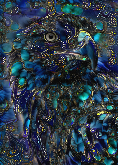 Pintura intitulada "Aguila de noche" por L.Roche, Obras de arte originais, Acrílico