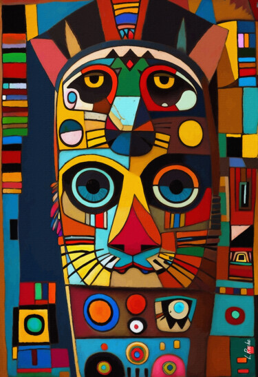 Peinture intitulée "Totem cat 300" par L.Roche, Œuvre d'art originale, Acrylique