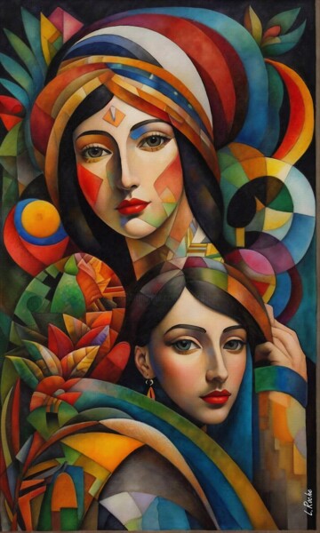 Painting titled "Hermanas Oasis" by L.Roche, Original Artwork, Ink