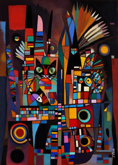 Pintura intitulada "Totem cat 30" por L.Roche, Obras de arte originais, Acrílico