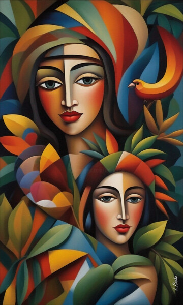 Pintura intitulada "Hermanas Paraíso" por L.Roche, Obras de arte originais, Acrílico