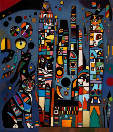 Pintura titulada "Totem cat 9" por L.Roche, Obra de arte original, Acrílico